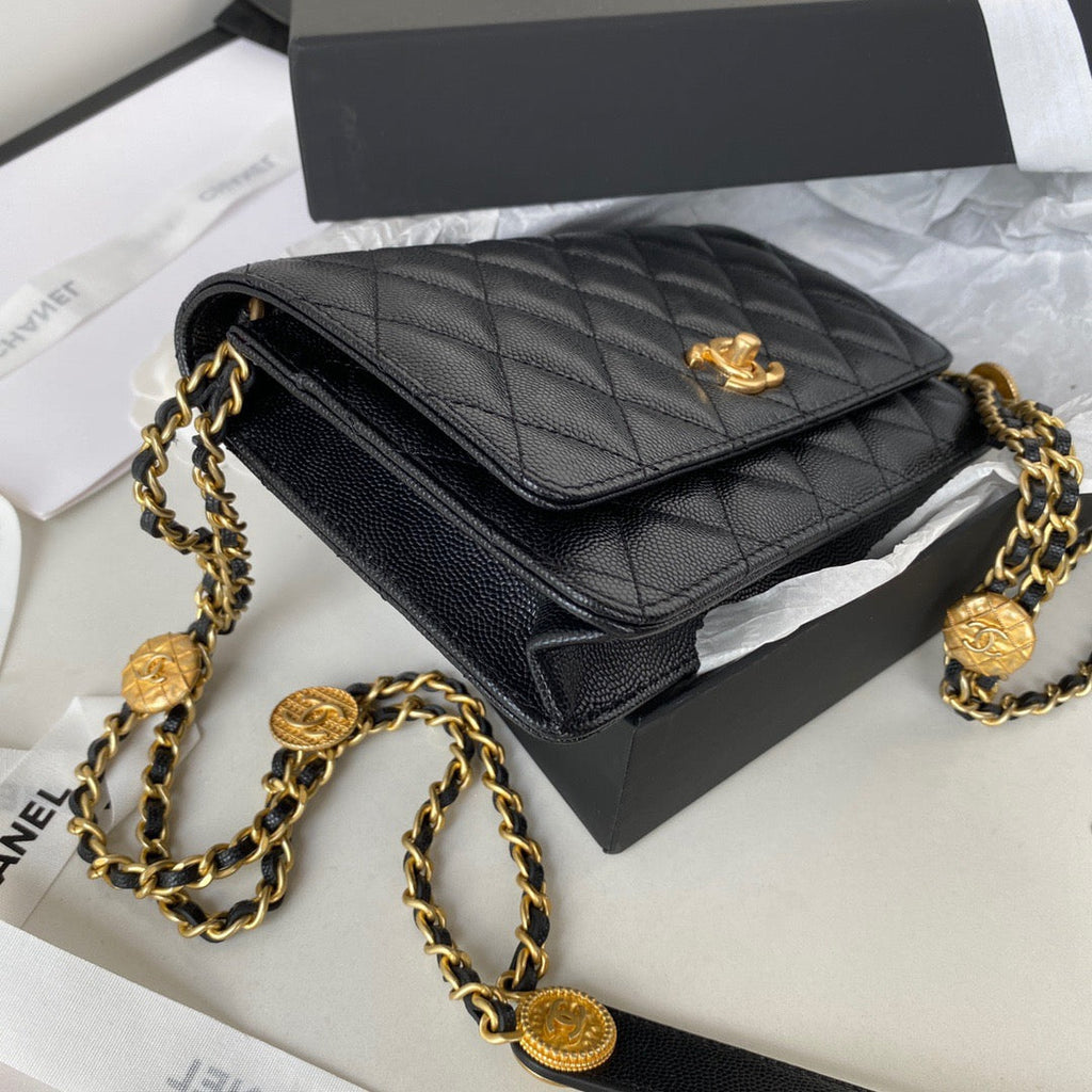 Chanel Clutch With Chain Gold Hardware Black For Women Handbags, Shoulder Bags 7.1in/18cm AP2860