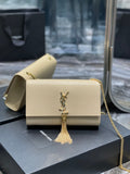 YSSL Kata Medium Chain Bag Beige With Tassel For Women 9in/24cm YSL