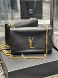 Top Quality Kate MeTop Qualityum Reversible Chain Bag Black In Suede With Gold Hardware For Women 11.2in/29cm YSL