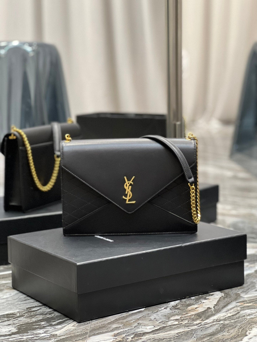 YSSL Gaby Chain Bag Black With Gold Hardware For Women 10in/27cm YSL 6688641EL071000