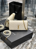 YSSL Kata 99 Chain Bag White With Gold Hardware For Women 10in/26cm YSL