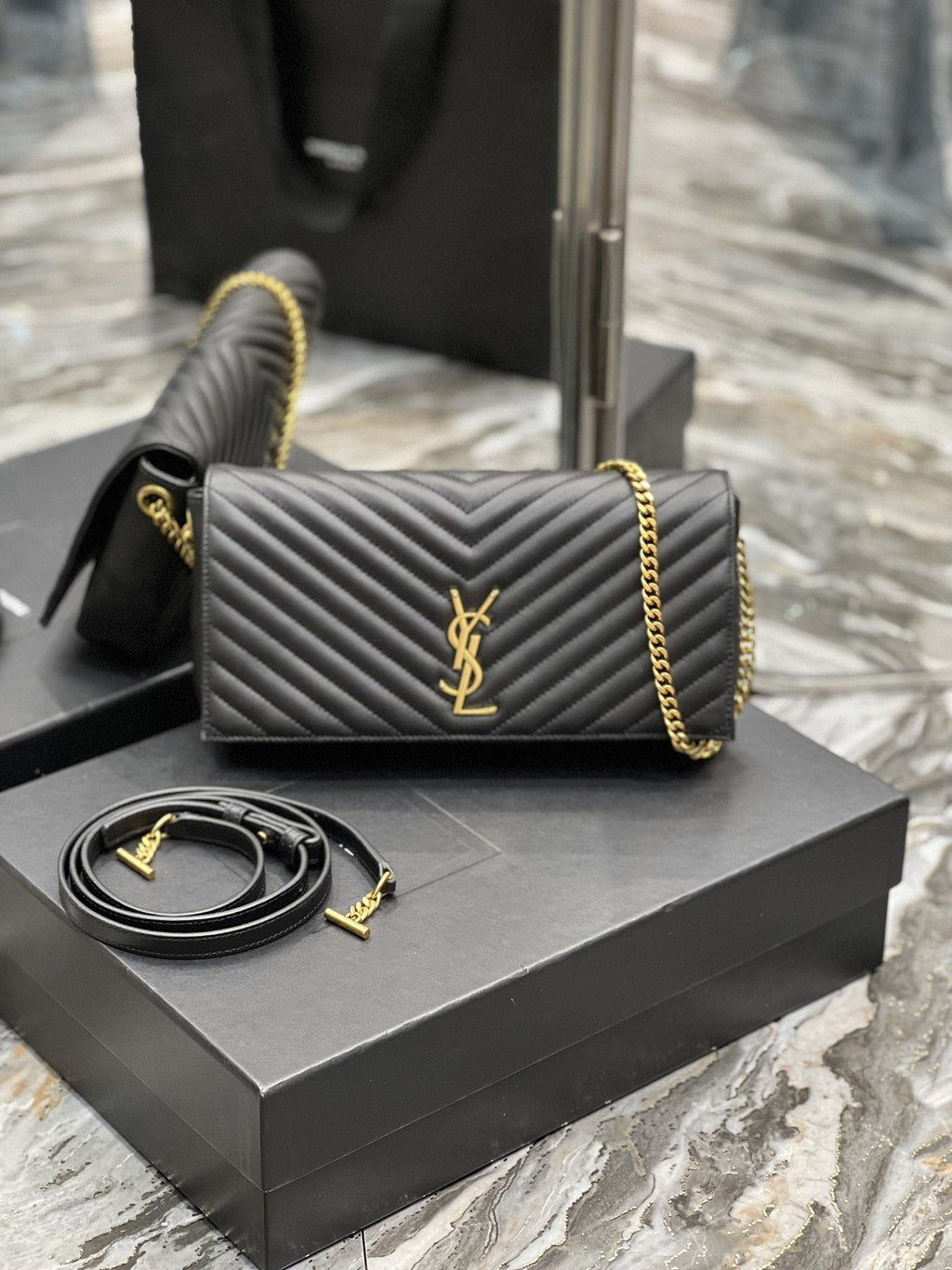 Top Quality Kata 99 Chain Bag Black With Gold Hardware For Women 10.2in/26cm YSL