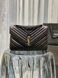 YSSL College Large Chain Bag Black With Gold Hardware For Women 12in/32cm YSL 600278BRM071000