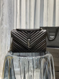 Top Quality College Large Chain Bag Black With Silver TonedHardware For Women 12.6in/32cm YSL 600278BRM041000
