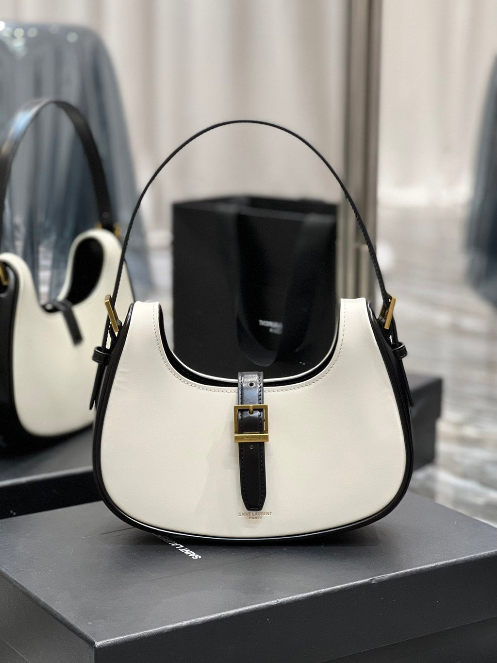 YSSL Le Fermoir Hobo Bag White With Gold Hardware For Women 9in/24cm YSL