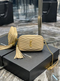 Top Quality Lou Mini Bag Beige In Quilted Grain De Poudre With Gold Hardware For Women 7.4in/19cm YSl 6125791GF012721