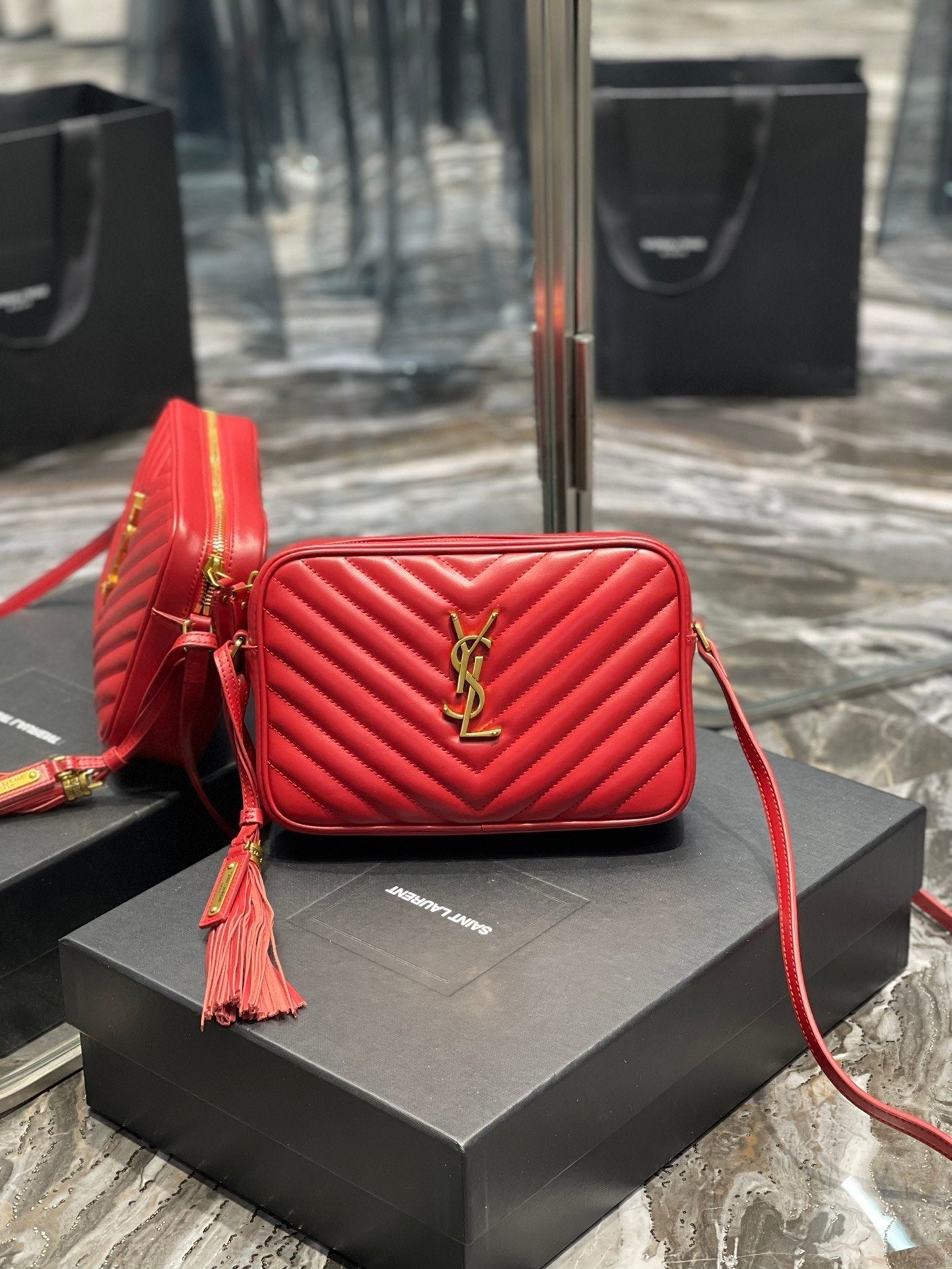 Top Quality Lou Camera Bag Red With Gold Toned Hardware For Women 9in/23cm YSL 612544DV7076008