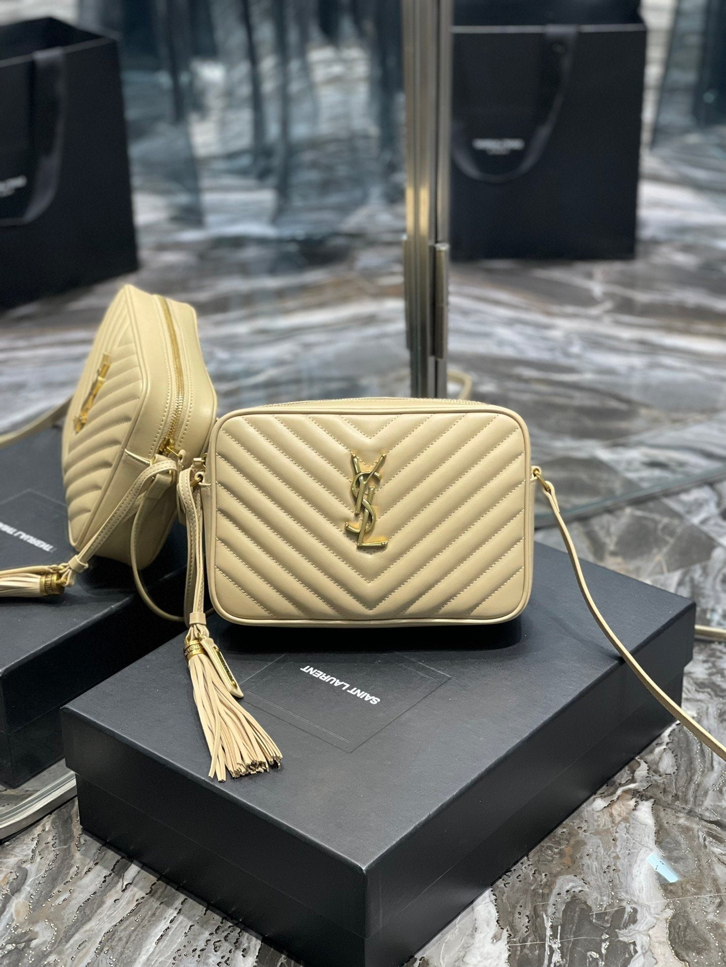 Top Quality Lou Camera Bag Beige With Gold Toned Hardware For Women 9in/23cm YSL 612544DV7072721