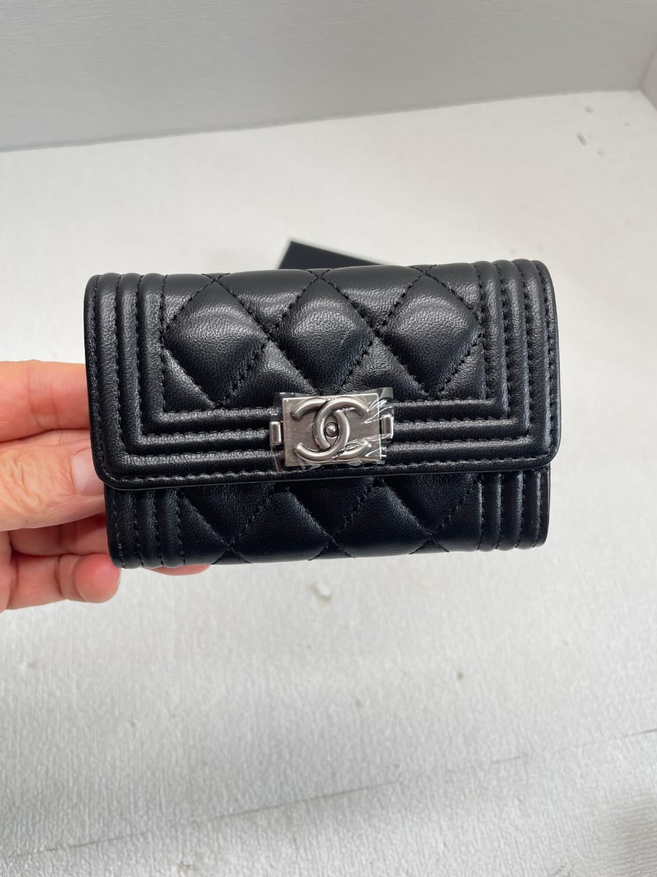 Chanel CHL BOY CLASSIC WALLET BLACK SILVER 84432