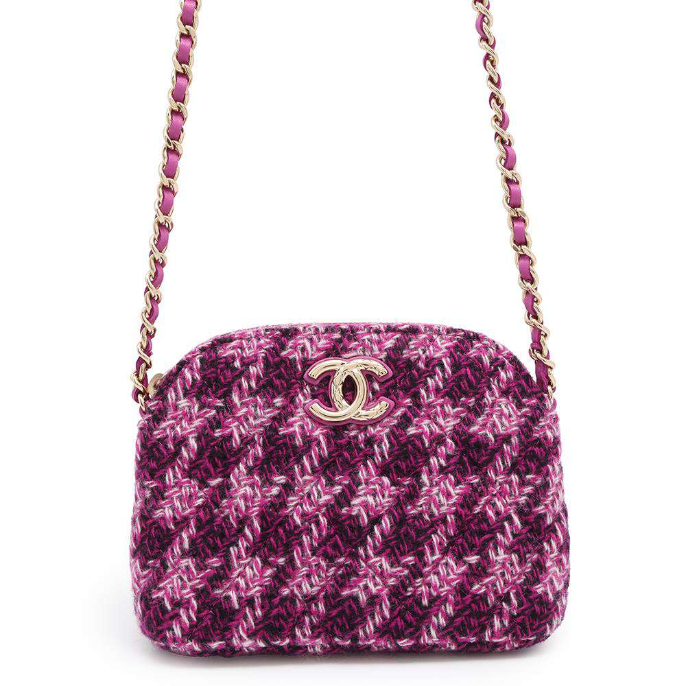 CHANEL ChainClutch Bag Purple Tweed