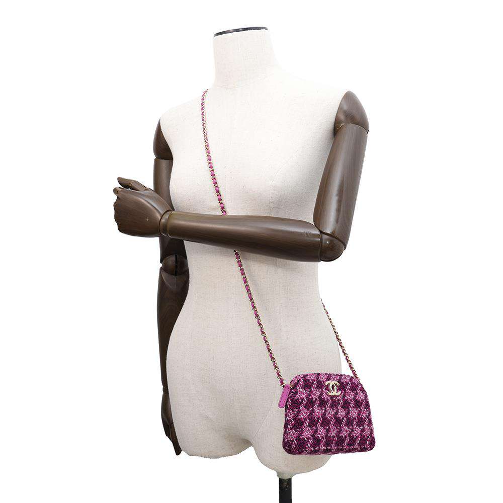 CHANEL ChainClutch Bag Purple Tweed
