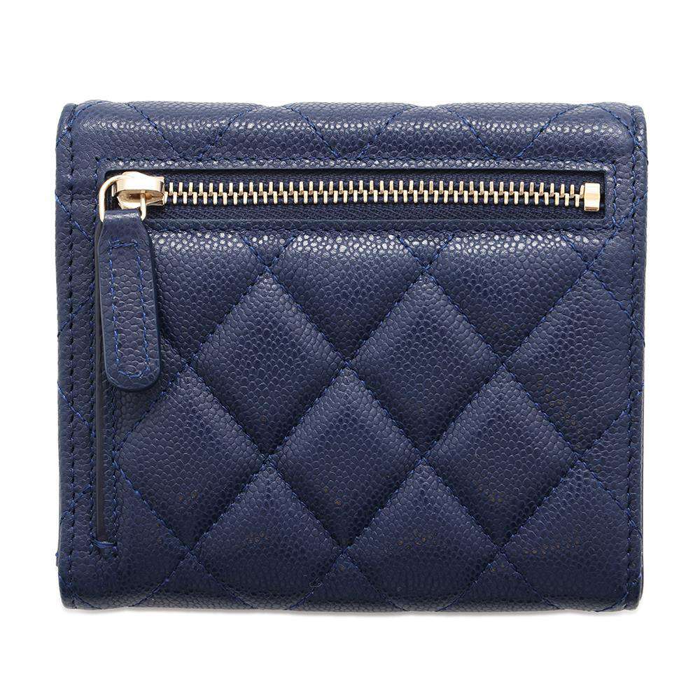 CHANEL Matelasse Classic Small Flap Wallet NavyAP0231 Caviar Leather