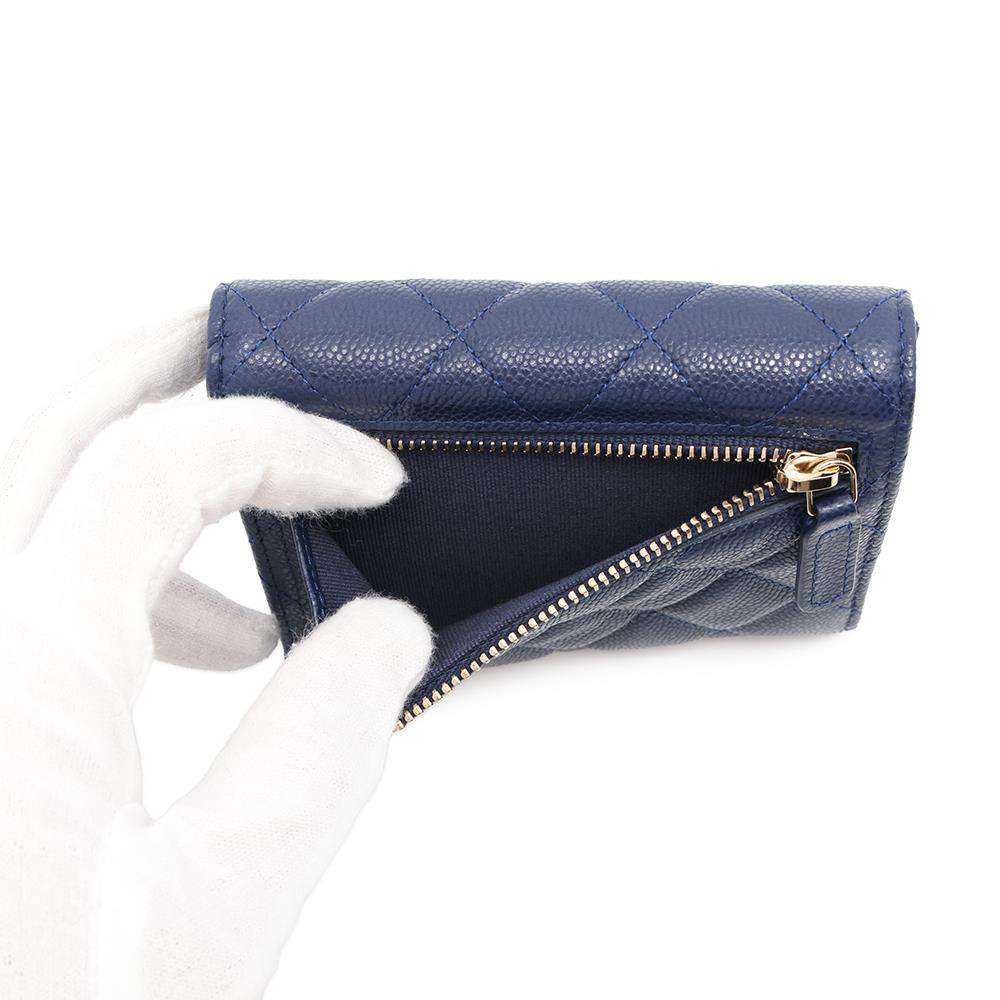 CHANEL Matelasse Classic Small Flap Wallet NavyAP0231 Caviar Leather