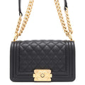 CHANEL Matelasse Boy Chanel ChainShoulder Bag BlackA67085 Caviar Leather Size 20
