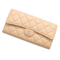 CHANEL Classic long flap wallet BeigeAP0241 Caviar Leather