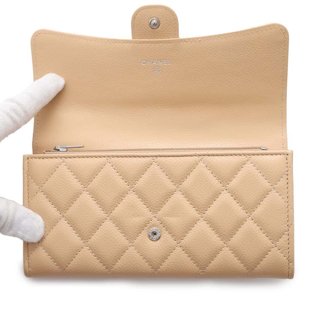 CHANEL Classic long flap wallet BeigeAP0241 Caviar Leather
