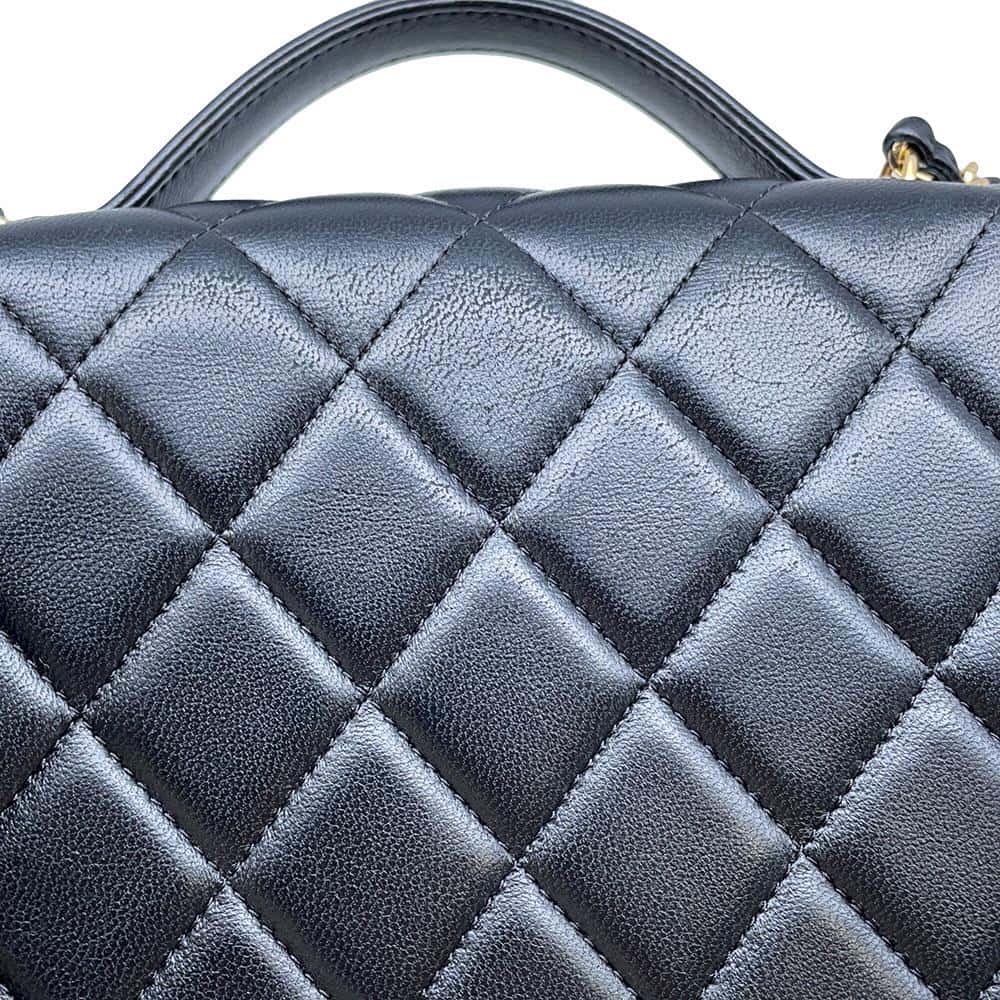 CHANEL Matelasse Side Plate 2WAY Shoulder Bag Black Lambskin