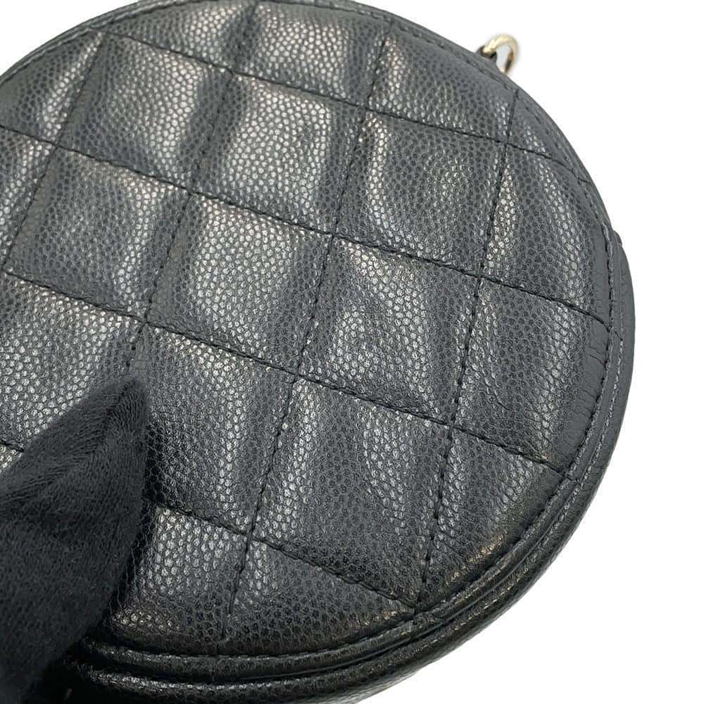 CHANEL Round Shoulder Bag BlackAP0245 Caviskin Size Mini