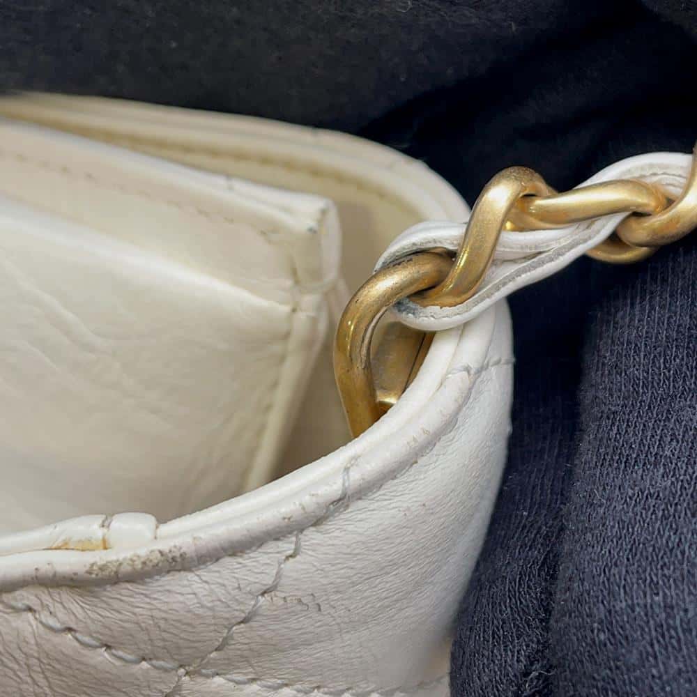 CHANEL Matelasse Top Handle 2way Shoulder Handbag WhiteAS2478 Crumple Lambskin