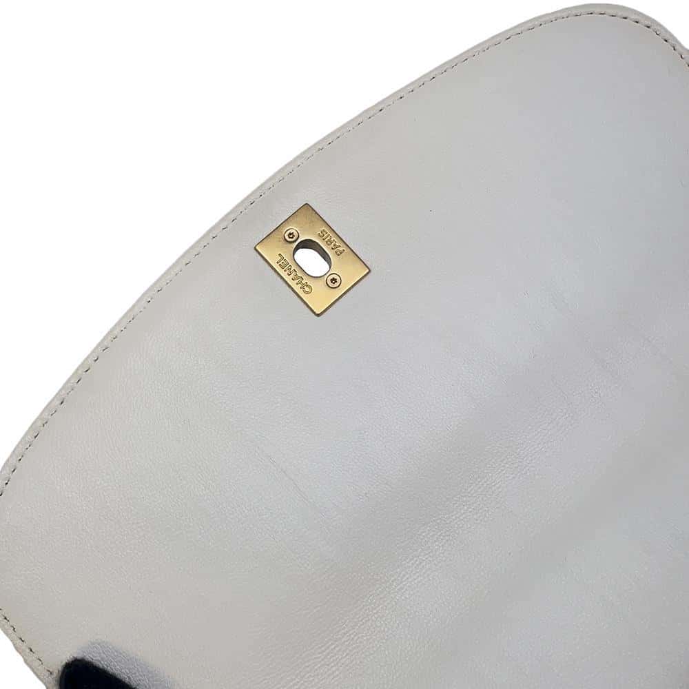 CHANEL Matelasse Top Handle 2way Shoulder Handbag WhiteAS2478 Crumple Lambskin