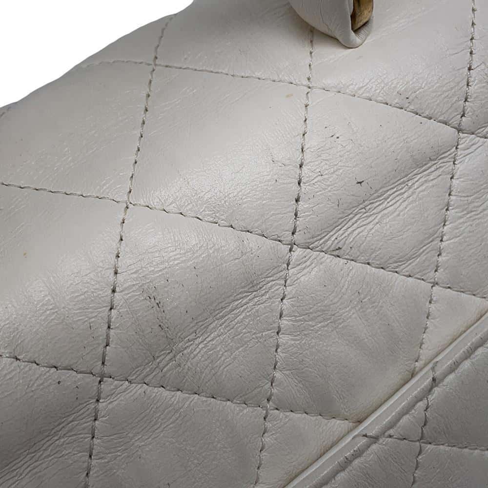 CHANEL Matelasse Top Handle 2way Shoulder Handbag WhiteAS2478 Crumple Lambskin