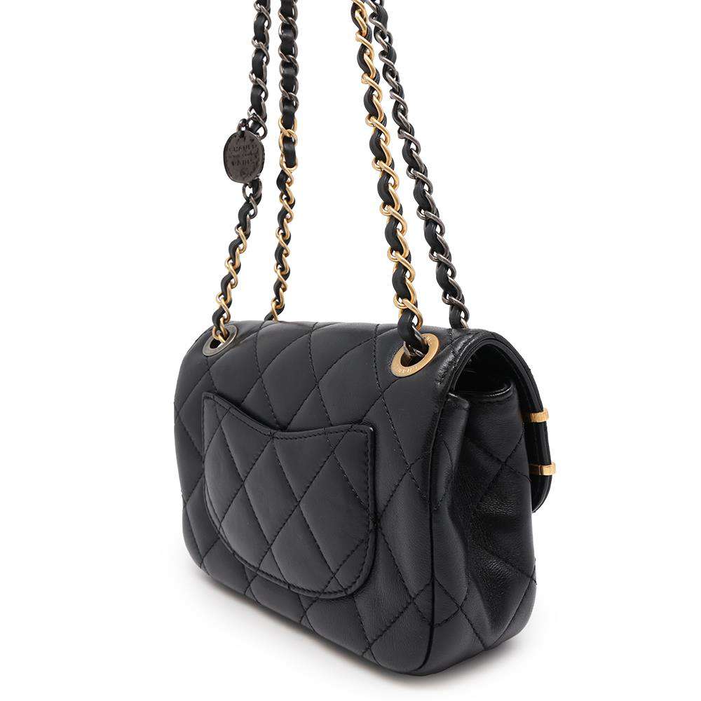 CHANEL Mini Matelasse Clip Coco GX ChainShoulder Bag BlackAS2978 Lambskin Size 18