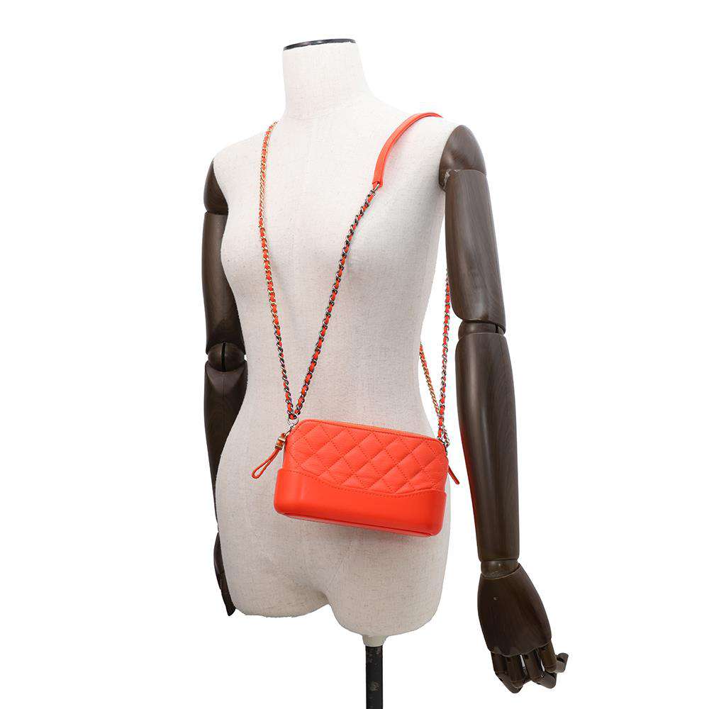 CHANEL Gabriel de Mini Chain Shoulder Bag OrangeA94505 Leather