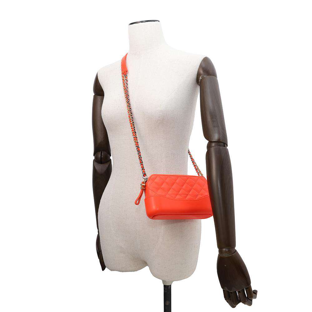 CHANEL Gabriel de Mini Chain Shoulder Bag OrangeA94505 Leather