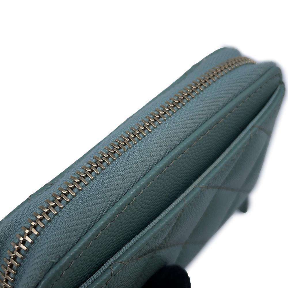 CHANEL Matelasse Classic Zip Coin Purse Light GreenAP0216 Caviar Leather