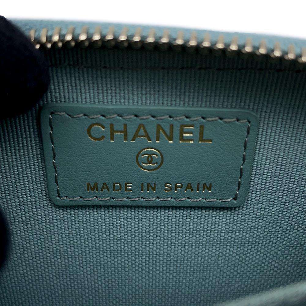CHANEL Matelasse Classic Zip Coin Purse Light GreenAP0216 Caviar Leather