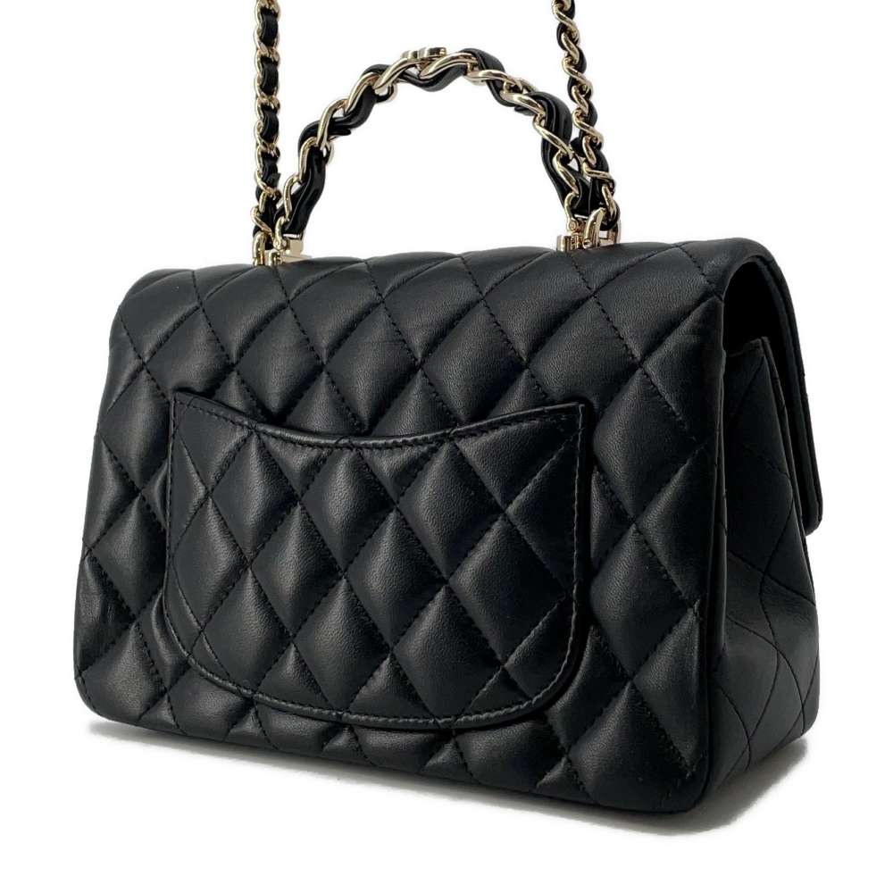 CHANEL Top handle Matelasse 2way Chain Shoulder BlackAS2431 Lambskin