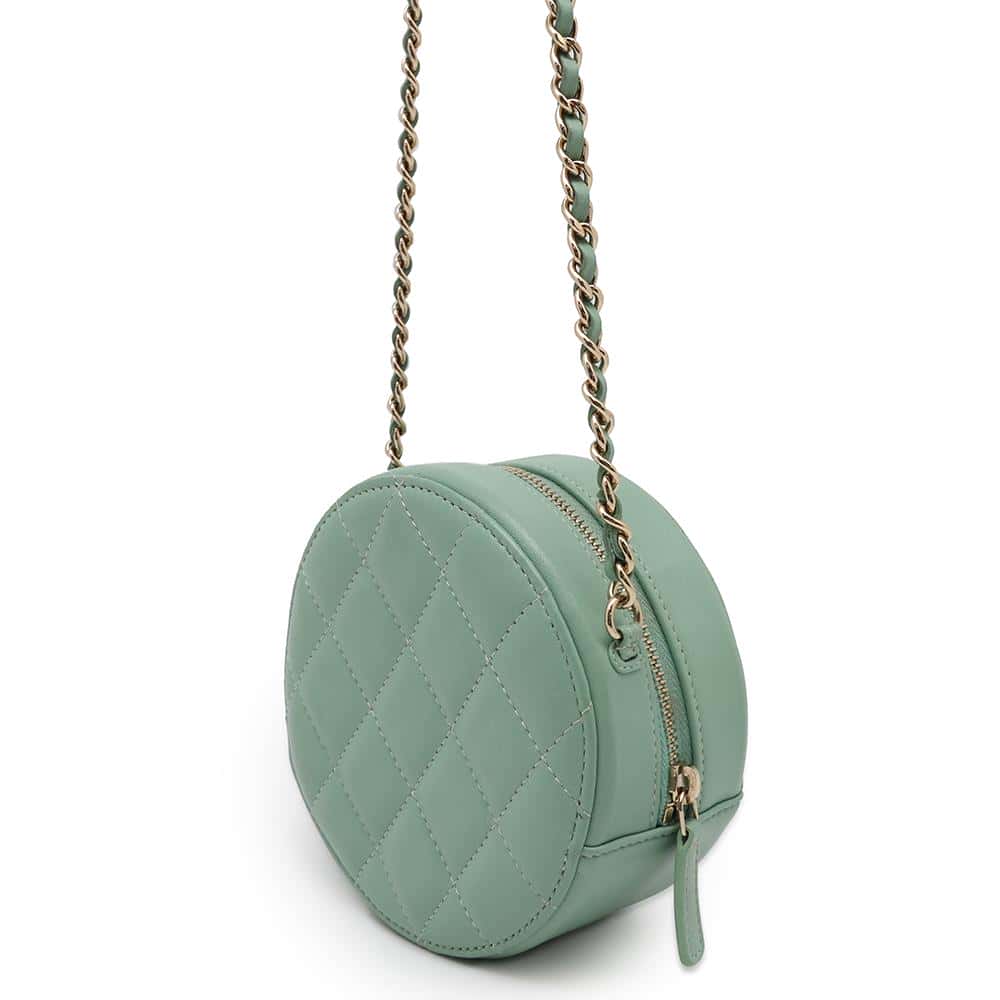 CHANEL Round Shoulder Bag Light GreenA70657 Lambskin
