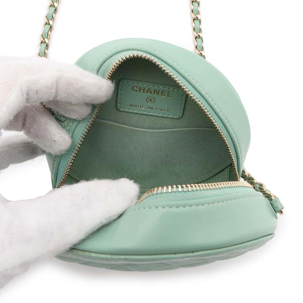 CHANEL Round Shoulder Bag Light GreenA70657 Lambskin