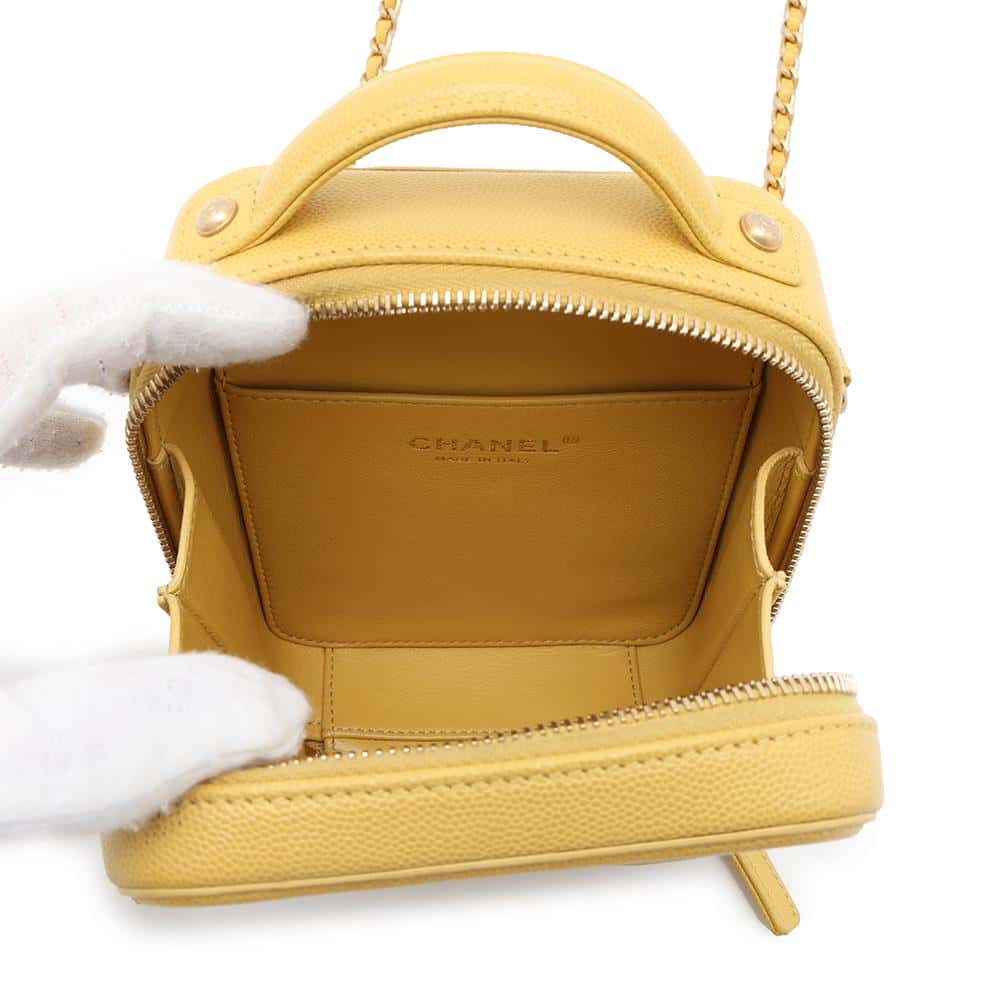 CHANEL CCFiligree  ChainShoulder YellowAS0988 Caviar Leather