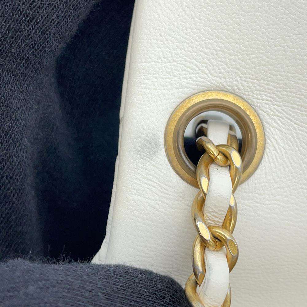 CHANEL Mini Materasse Chain Shoulder White Lambskin