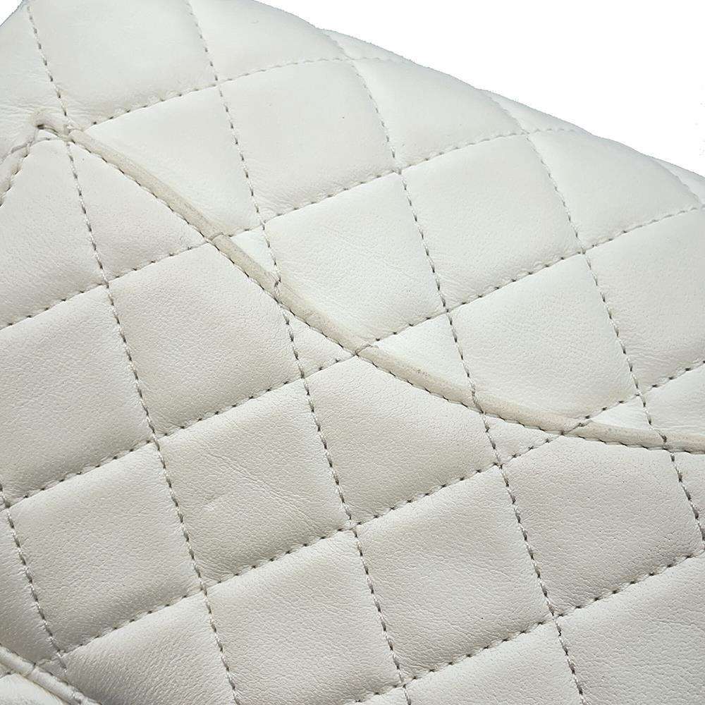 CHANEL Mini Materasse Chain Shoulder White Lambskin