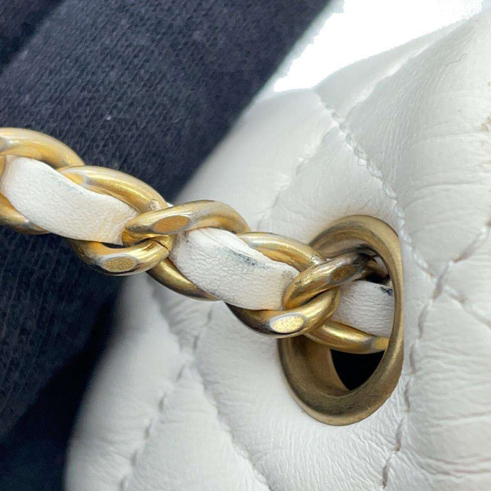 CHANEL Mini Materasse Chain Shoulder White Lambskin