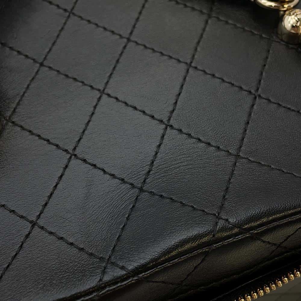 CHANEL Vanity Bag ChainShoulder Bag Black Leather