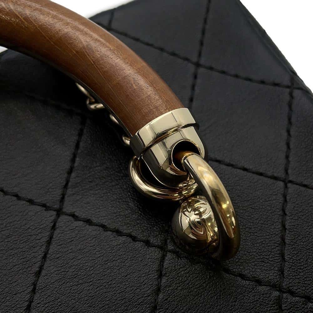 CHANEL Vanity Bag ChainShoulder Bag Black Leather