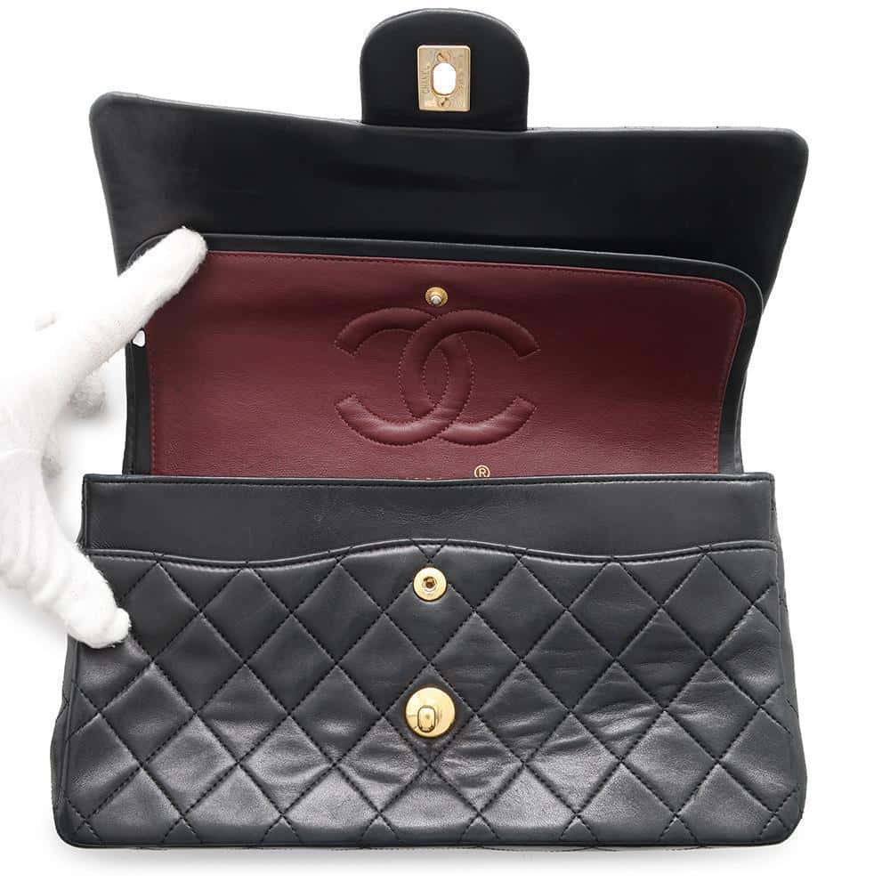 CHANEL Double Flap Matelasse ChainShoulder BlackA01112 Lambskin Size 25