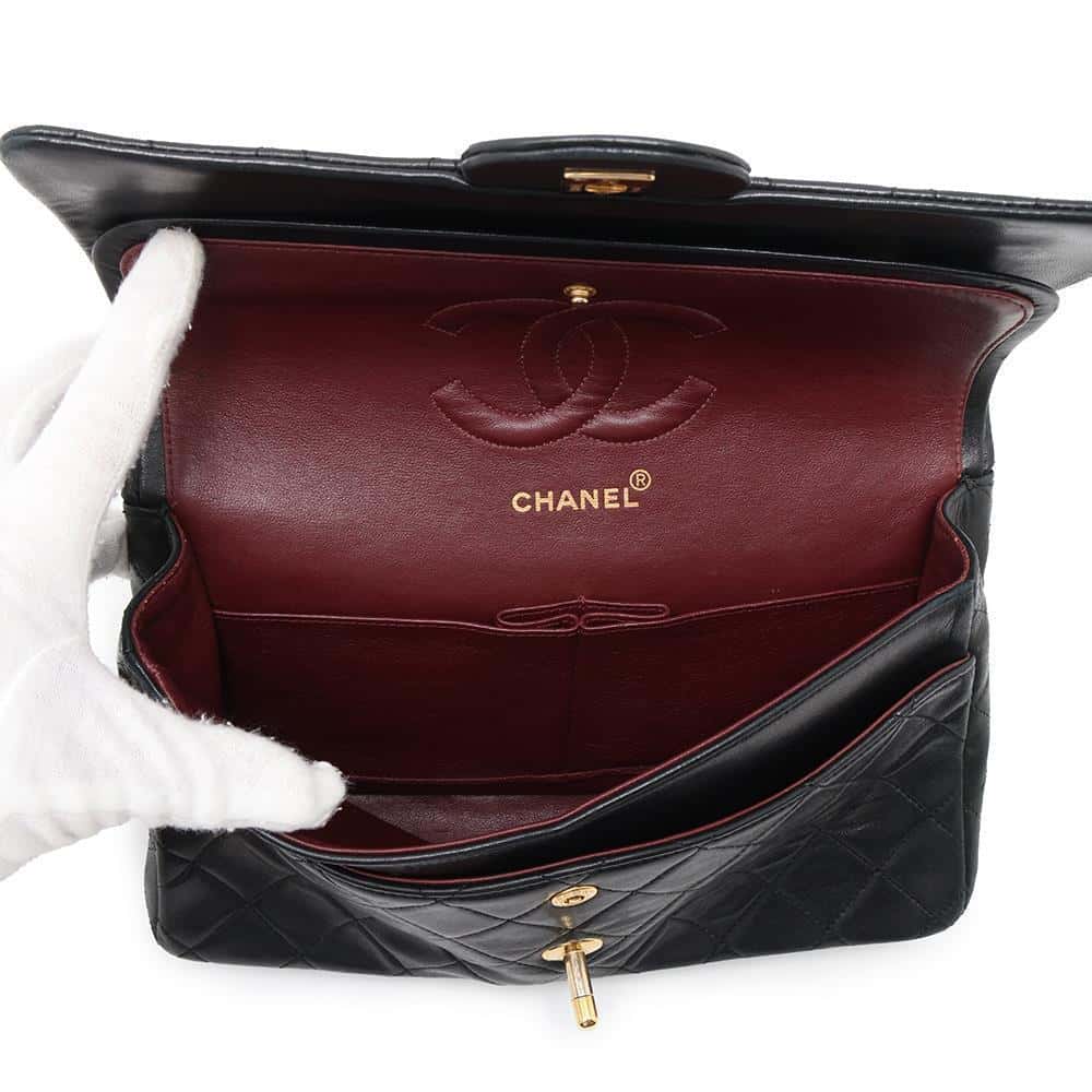 CHANEL Double Flap Matelasse ChainShoulder BlackA01112 Lambskin Size 25