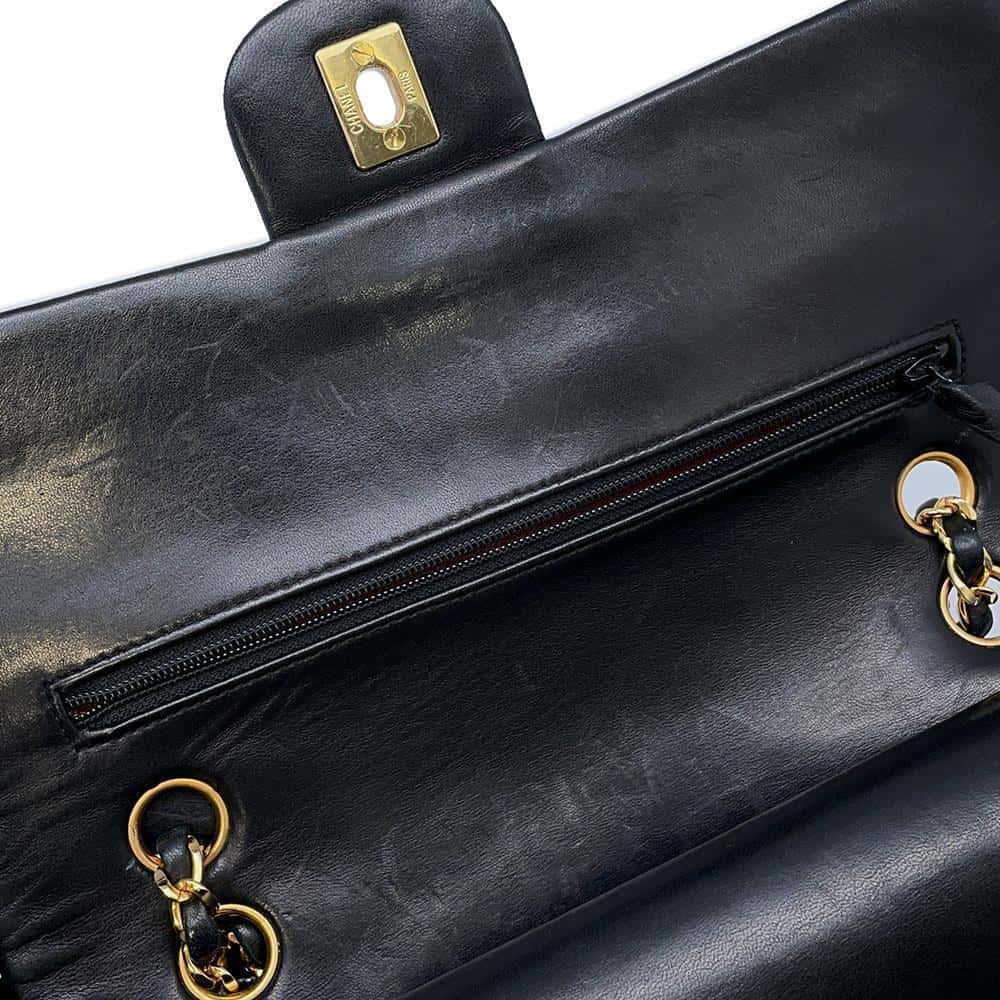 CHANEL Double Flap Matelasse ChainShoulder BlackA01112 Lambskin Size 25