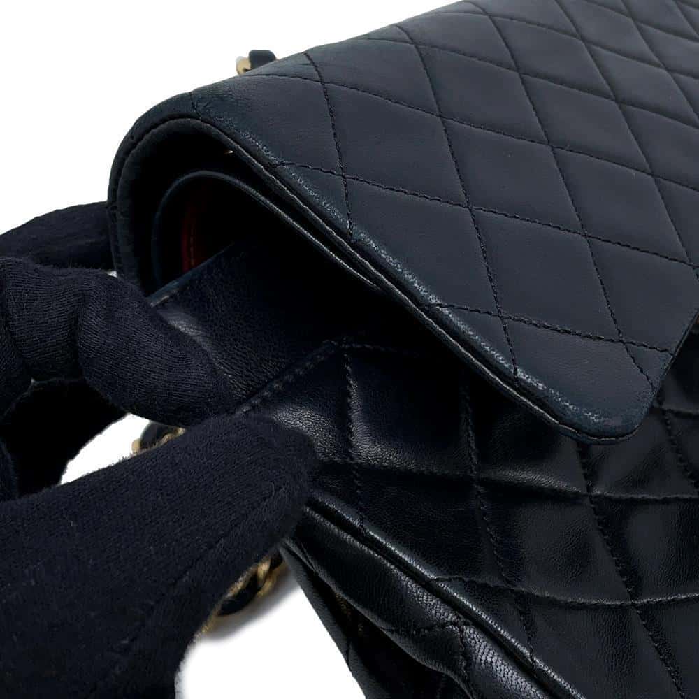 CHANEL Double Flap Matelasse ChainShoulder BlackA01112 Lambskin Size 25