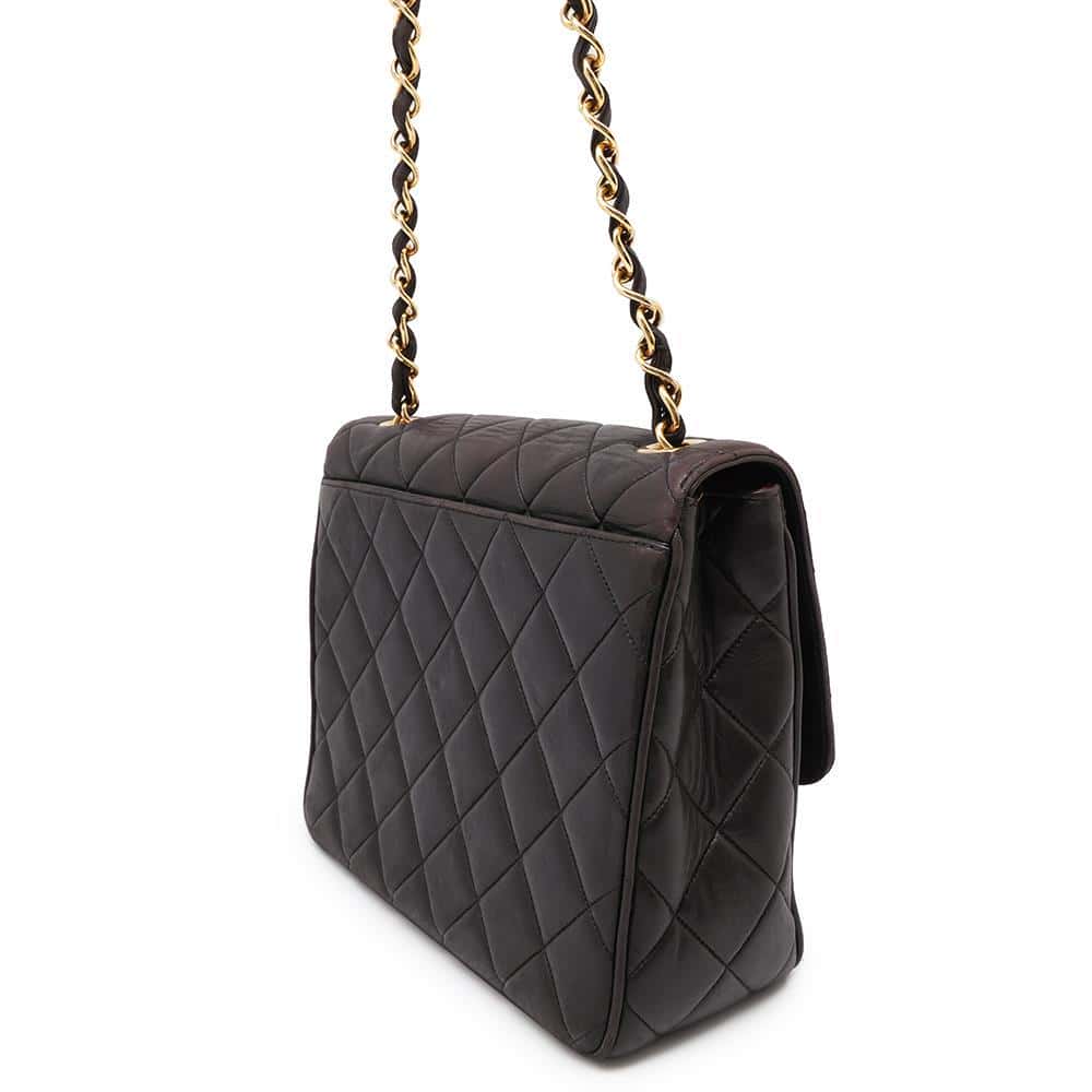 CHANEL Jumbo Matelasse Shoulder Bag Black Lambskin