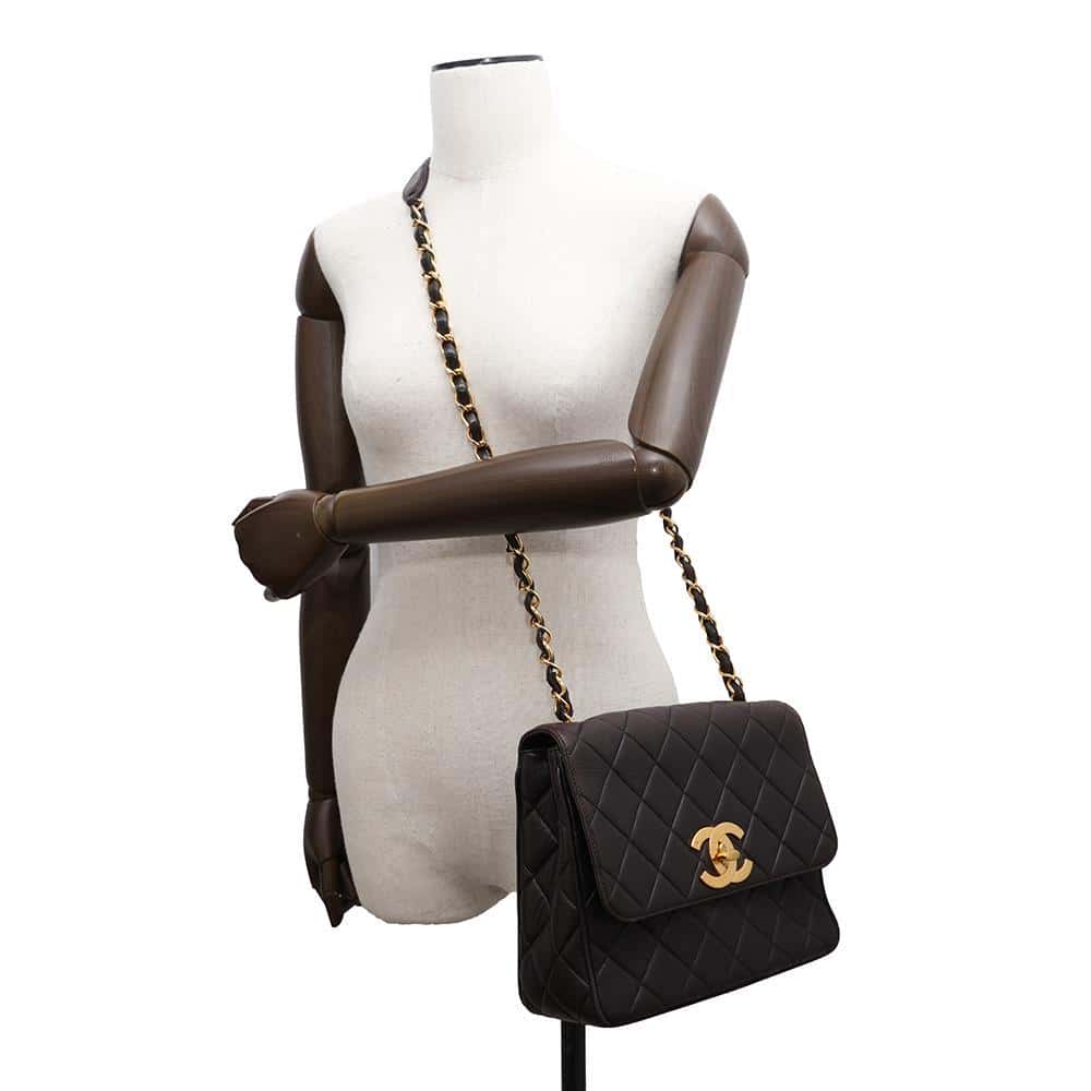 CHANEL Jumbo Matelasse Shoulder Bag Black Lambskin