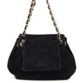 CHANEL CC Logo ChainShoulder Black Velour
