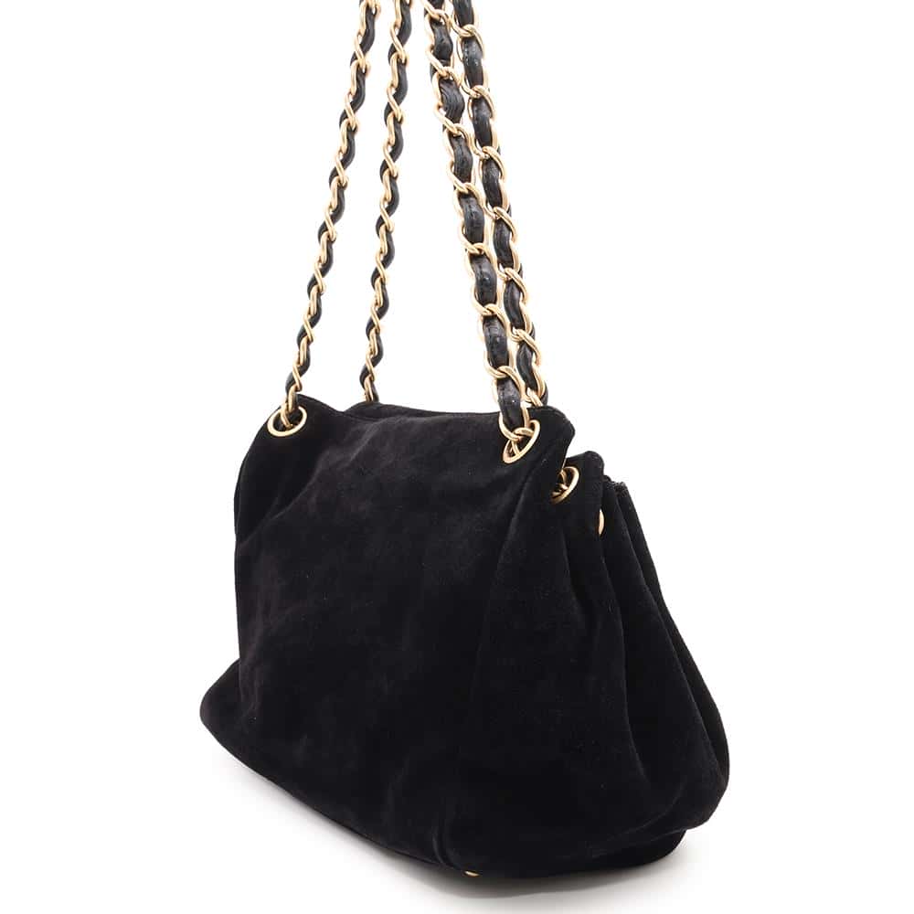 CHANEL CC Logo ChainShoulder Black Velour