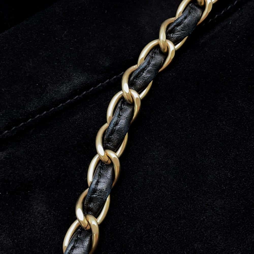 CHANEL CC Logo ChainShoulder Black Velour