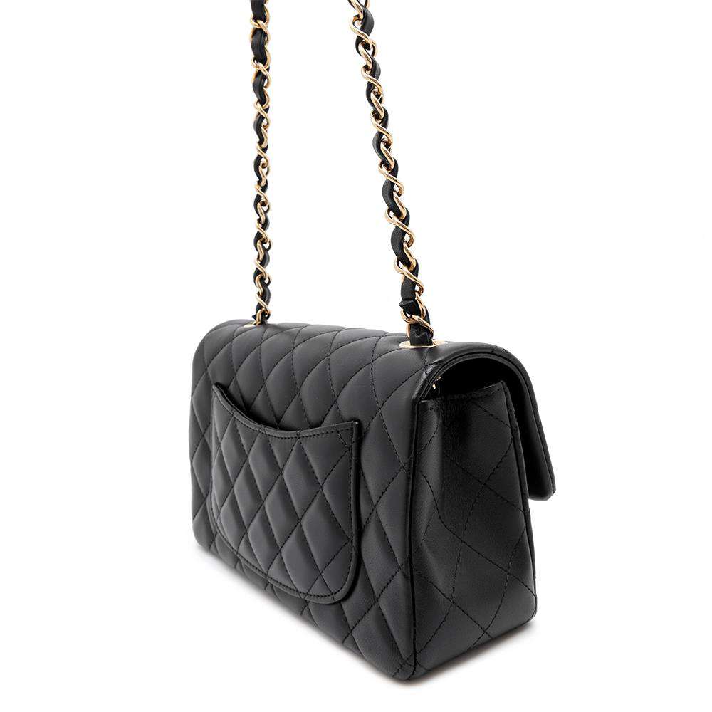 CHANEL Matelasse Single Flap ChainShoulder Bag BlackA69900 Lambskin Size 20