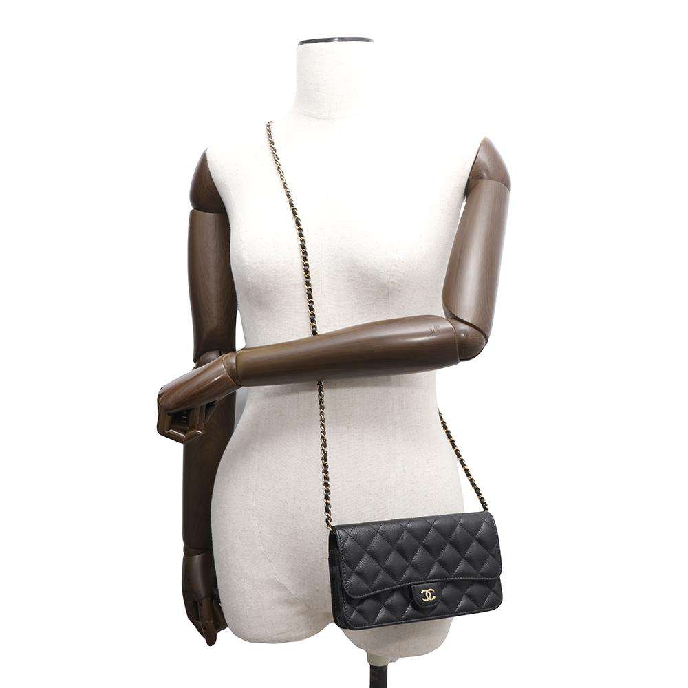 CHANEL Timeless Classics Chain Wallet BlackAP3744 Caviar Leather